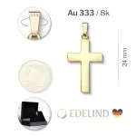 Anhänger Kreuz glanz , Gelbgold 333 / 8K, Höhe 24 mm, Gewicht ca. 0,85 g
