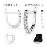 0,32 Karat Diamant Creolen, Weißgold 585 / 14 Karat, Gewicht ca. 1.7 g.