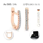 0,18 Karat Diamant Creolen, Rotgold 585 / 14 Karat, Gewicht ca. 1.5 g.