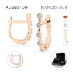 0,2 Karat Diamant Creolen, Rotgold 585 / 14 Karat, Gewicht ca. 1.6 g.