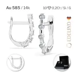 0,2 Karat Diamant Creolen, Weißgold 585 / 14 Karat, Gewicht ca. 1.6 g.
