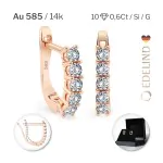 0,6 Karat Diamant Creolen, Rotgold 585 / 14 Karat, Gewicht ca. 2.2 g.