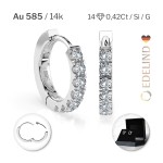 0,42 Karat Diamant Creolen, Weißgold 585 / 14 Karat, Gewicht ca. 2.1 g.