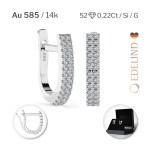 0,22 Karat Diamant Creolen, Weißgold 585 / 14 Karat, Gewicht ca. 2.5 g.