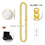 Armband als Panzerkette weit in Gelbgold 585 / 14 K, 20 cm lang, 3,9mm breit, Gewicht ca. 4.4 g.