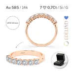 0,7 Karat Diamant Memoire Ring mit 7 Diamanten, Rotgold 585 / 14K, Weite 47 mm, Gewicht ca. 