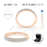 0,18 Karat Diamant Verlobungsring mit 46 Diamanten, Rotgold 585 / 14K, Weite 50 mm, Gewicht ca. 1.7 g.