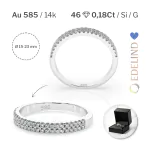 0,18 Karat Diamant Verlobungsring mit 46 Diamanten, Weißgold 585 / 14K, Weite 49 mm, Gewicht ca. 1.7 g.