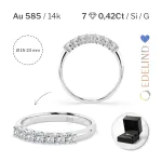 0,42 Karat Diamant Verlobungsring mit 7 Diamanten, Weißgold 585 / 14K, Weite 54 mm, Gewicht ca. 2.1 g.