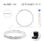 0,11 Karat Diamant Memoire Ring mit 13 Diamanten, Weißgold 585 / 14K, Weite 49 mm, Gewicht ca.