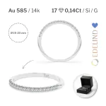 0,14 Karat Diamant Memoire Ring mit 17 Diamanten, Weißgold 585 / 14K, Weite 49 mm, Gewicht ca.