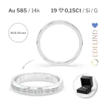 0,15 Karat Diamant Verlobungsring mit 19 Diamanten, Weißgold 585 / 14K, Weite 54 mm, Gewicht ca. 2.8 g.