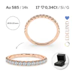 0,34 Karat Diamant Memoire Ring mit 17 Diamanten, Rotgold 585 / 14K, Weite 69 mm, Gewicht ca. 