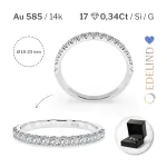 0,34 Karat Diamant Memoire Ring mit 17 Diamanten, Weißgold 585 / 14K, Weite 54 mm, Gewicht ca.