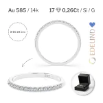 0,26 Karat Diamant Memoire Ring mit 17 Diamanten, Weißgold 585 / 14K, Weite 49 mm, Gewicht ca.