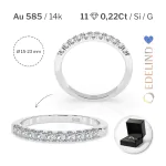 0,22 Karat Diamant Memoire Ring mit 11 Diamanten, Weißgold 585 / 14K, Weite 49 mm, Gewicht ca. 