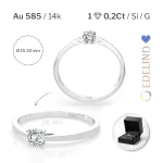 0,20 Karat Diamant Verlobungsring mit 1 Diamanten, Weißgold 585 / 14K, Weite 64 mm, Gewicht ca. 1.5 g.