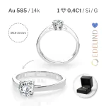 0,40 Karat Diamant Verlobungsring mit 1 Diamanten, Weißgold 585 / 14K, Weite 70 mm, Gewicht ca. 1.6 g.