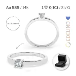 0,10 Karat Diamant Verlobungsring mit 1 Diamanten, Weißgold 585 / 14K, Weite 70 mm, Gewicht ca. 1.5 g.