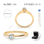 0,10 Karat Diamant Verlobungsring mit 1 Diamanten, Gelbgold 585 / 14K, Weite 49 mm, Gewicht ca. 1.25 g.