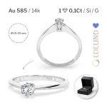 0,10 Karat Diamant Verlobungsring mit 1 Diamanten, Weißgold 585 / 14K, Weite 53 mm, Gewicht ca. 1.25 g.
