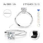 0,40 Karat Diamant Verlobungsring mit 1 Diamanten, Weißgold 585 / 14K, Weite 70 mm, Gewicht ca. 1.7 g.