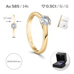 0,50 Karat Diamant Ring mit GIA Zertifikat, Gelbgold 585 / 14K, Breite 1,7 mm,Weite 51 mm, Gewicht ca. 2.7 g.