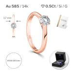 0,50 Karat Diamant Ring mit GIA Zertifikat, Rotgold 585 / 14K, Breite 1,7 mm,Weite 55 mm, Gewicht ca. 2.7 g.