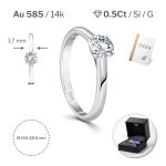 0,50 Karat Diamant Ring mit GIA Zertifikat, Weißgold 585 / 14K, Breite 1,7 mm,Weite 51 mm, Gewicht ca. 2.7 g.
