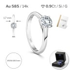 0,90 Karat Diamant Ring mit GIA Zertifikat, Weißgold 585 / 14K, Breite 1,7 mm,Weite 51 mm, Gewicht ca. 3 g.