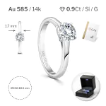 0,90 Karat Diamant Ring mit GIA Zertifikat, Weißgold 585 / 14K, Breite 1,7 mm,Weite 54 mm, Gewicht ca. 3 g.