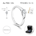 0,30 Karat Diamant Verlobungsring mit GIA Zertifikat, Weißgold 750 / 18K, Breite 1,7 mm,Weite 55 mm, Gewicht ca. 2.84 g.
