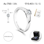 0,40 Karat Diamant Verlobungsring mit GIA Zertifikat, Weißgold 750 / 18K, Breite 1,7 mm,Weite 55 mm, Gewicht ca. 3.41 g.
