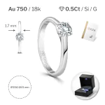 0,50 Karat Diamant Ring mit GIA Zertifikat, Weißgold 750 / 18K, Breite 1,7 mm,Weite 58 mm, Gewicht ca. 3.41 g.