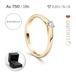 0,20 Karat Diamant Verlobungsring, Gelbgold 750 / 18K, Breite 2,3 mm, Weite 51mm, Gewicht ca. 2.46 g.