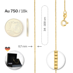 Goldkette als Venezianerkette in Gelbgold 750 / 18K, 45 cm lang, 0,7 mm breit, Gewicht ca. 2.1 g.