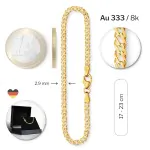 Armband als Zwillingspanzerkette in Gelbgold 333 / 8 K, 18,5 cm lang, 2,9mm breit, Gewicht ca. 2 g.