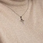 Anhänger Kreuz seidenmatt , Weißgold 333 / 8K, Höhe 21 mm, Gewicht ca. 0,75 g