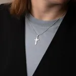 Anhänger Kreuz glanz , Weißgold 333 / 8K, Höhe 21 mm, Gewicht ca. 0,74 g