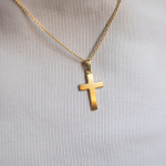 Anhänger Kreuz seidenmatt , Gelbgold 333 / 8K, Höhe 18 mm, Gewicht ca. 0,51 g