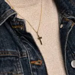 Anhänger Kreuz glanz , Gelbgold 585 / 14K, Höhe 21 mm, Gewicht ca. 0,85 g