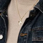Anhänger Kreuz glanz , Gelbgold 585 / 14K, Höhe 21 mm, Gewicht ca. 0,85 g