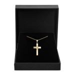 Anhänger Kreuz gesandelt/glanz/diam. , Gelbgold 585 / 14K, Höhe 21 mm, Gewicht ca. 0,83 g