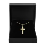 Anhänger Kreuz gesandelt/glanz/diam. , Gelbgold 585 / 14K, Höhe 21 mm, Gewicht ca. 0,83 g