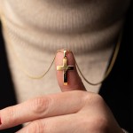 Anhänger Kreuz gesandelt/glanz/diam. , Gelbgold 585 / 14K, Höhe 21 mm, Gewicht ca. 0,83 g