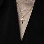 Anhänger Kreuz gesandelt/glanz/diam. , Gelbgold 585 / 14K, Höhe 21 mm, Gewicht ca. 0,83 g