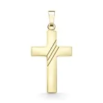 Anhänger Kreuz gesandelt/glanz/diam. , Gelbgold 585 / 14K, Höhe 21 mm, Gewicht ca. 0,89 g