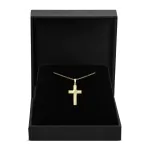 Anhänger Kreuz gesandelt/glanz/diam. , Gelbgold 585 / 14K, Höhe 21 mm, Gewicht ca. 0,89 g