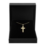 Anhänger Kreuz gesandelt/glanz/diam. , Gelbgold 333 / 8K, Höhe 21 mm, Gewicht ca. 0,66 g