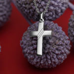 Anhänger Kreuz gesandelt/glanz/diam. Weißgold 18 mm